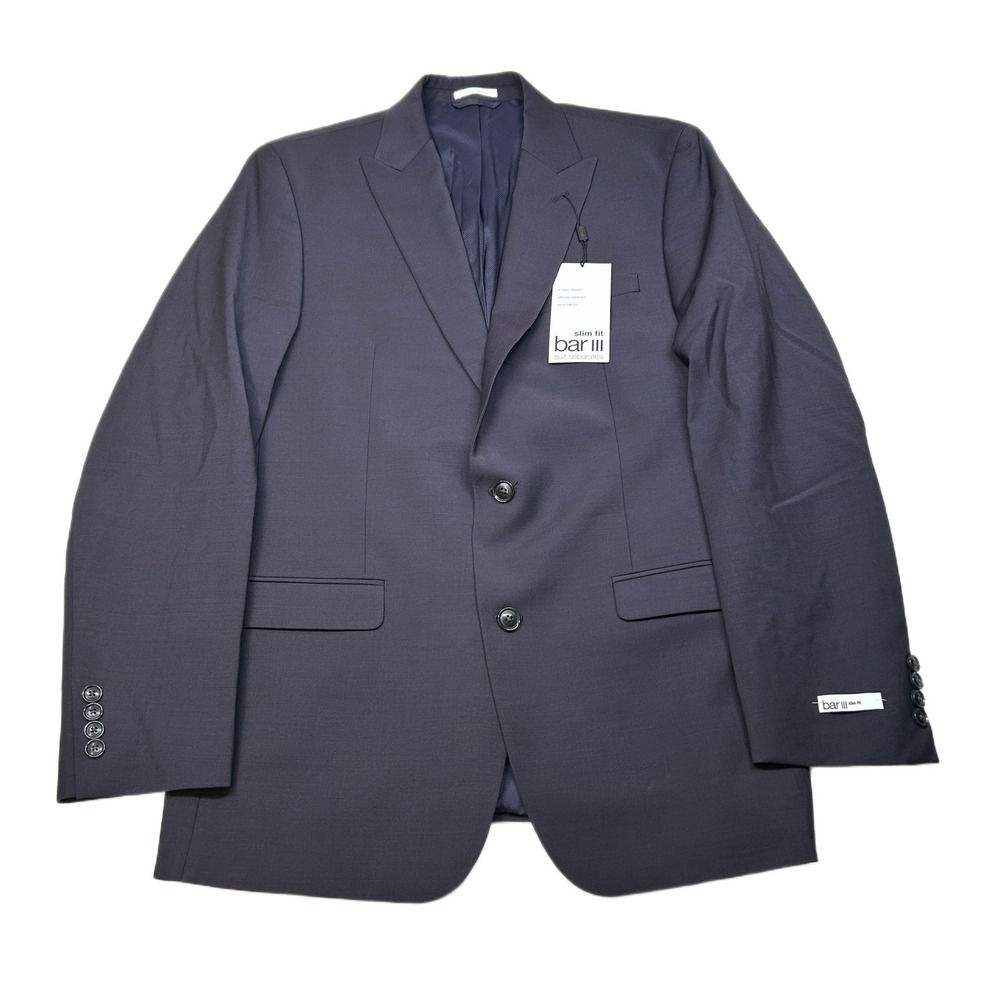 Bar III Slim Fit‎ Suit Jacket Mens 42L 42 Burgundy Red Wool Blend $425 NEW